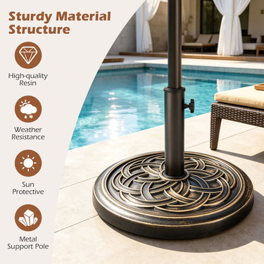 Round Umbrella Base with Adjustable Knob and Resin Material for Outdoor Use