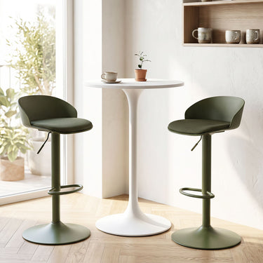Set of 2 Adjustable Swivel Bar Stools with Back and Footrest