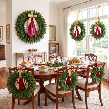 Set of 6 Artificial Christmas Wreaths Unlit Greenery Decoration for Holiday