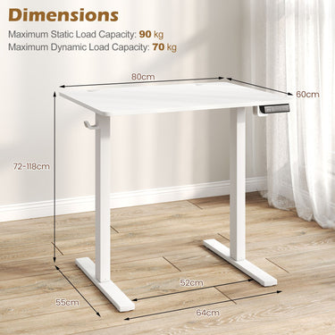 Small Electric Standing Desk 80x60 cm Height Adjustable with 3 Memory Settings