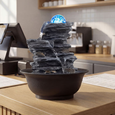 Crystal Ball Water Fountain for Desk with Pump for Home Office