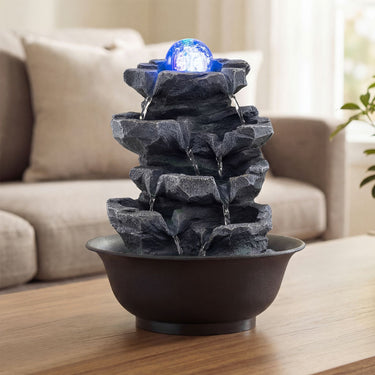 Indoor Water Fountain with Color Changing LED and Adjustable Flow