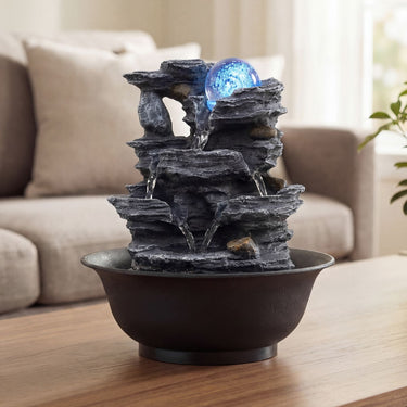 Tabletop Water Fountain with Rolling Crystal Ball and LED Light