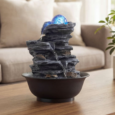 Crystal Ball Water Fountain for Desk with Pump for Home Office