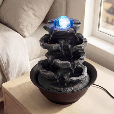 Indoor Water Fountain with Color Changing LED and Adjustable Flow