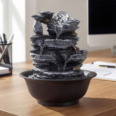 Tabletop Water Fountain with Rolling Crystal Ball and LED Light