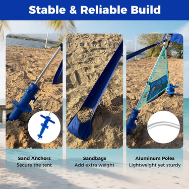 Wind Powered Beach Tent for 8 People with UPF50+ Protection for Beach