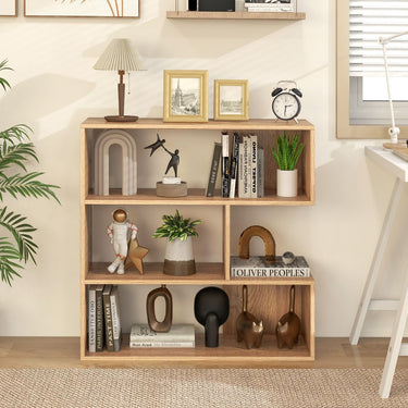 Concave/Convex Bookshelf with Anti-Toppling Device for Living Room, Bedroom, Study, Office