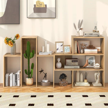 Concave/Convex Bookshelf with Anti-Toppling Device for Living Room, Bedroom, Study, Office