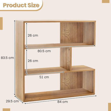 Concave/Convex Bookshelf with Anti-Toppling Device for Living Room, Bedroom, Study, Office