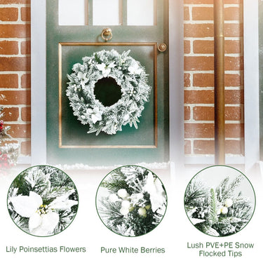 2.8 M Pre-Lit Flocked Christmas Garland & 60 cm Christmas Wreath