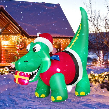 1.83M Inflatable Christmas Dinosaur with LED Lights for Yard & Party
