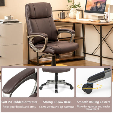 PU Leather Computer Desk Chair with Rocking Function and Adjustable Height for Office