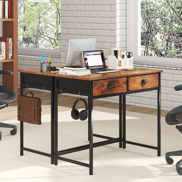 Computer Desk Space Saving Home Office Desk with 2 Fabric Drawers