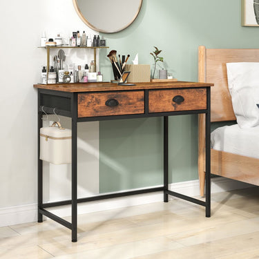 Computer Desk Space Saving Home Office Desk with 2 Fabric Drawers