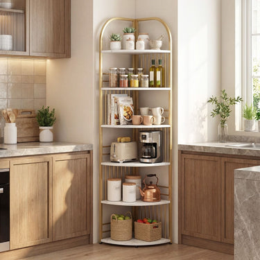 6-Tier Freestanding Corner Bookshelf with Heavy-duty Metal Frame