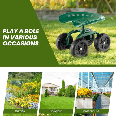 Garden Cart with Height Adjustable and Swivel Seat