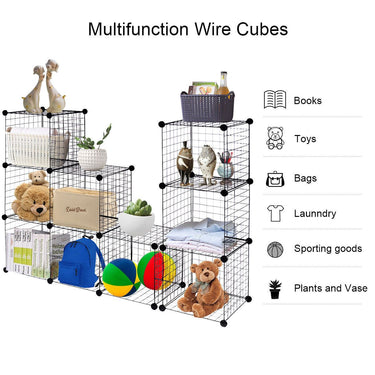 Metal Wire Free Standing DIY Storage Cubes with 8/12 Cubes