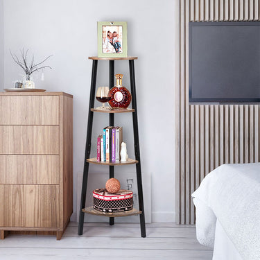 4-Tier Corner Bookshelf for Books & Plants