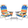 3-Piece Beach Chair Set, 5-Position Reclining Chairs, Outdoor Camping Chairs w/Folding Side Table - PatiojoyAU