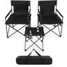 Folding Camping Chair Set of 3, Portable Lawn Chair & Side Table w/ 2 Cup Holders, Storage Pockets, Carrying Bag - PatiojoyAU