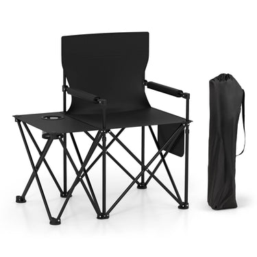 Oversized Camping Chair with Side Table and 2 Storage Pockets