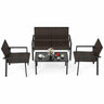 4 Pieces Patio Furniture Set, Heavy Duty Galvanized Metal Frame Outdoor Wicker Table and Chairs Set - PatiojoyAU
