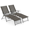 Patio Folding Chaise Lounge Chairs, 2 Piece Outdoor Recliner w/ 6-Level Backrest - PatiojoyAU