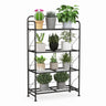 Folding Plant Stand, 4-Tires Collapsible Plant Rack with Adjustable Shelf, Adjustable Feet - PatiojoyAU