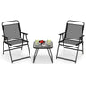 3 Piece Patio Folding Conversation Set, 2 Folding Chairs w/Coffee Table - PatiojoyAU