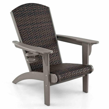 Patio Adirondack Chair with Rattan Padded Seat & Back
