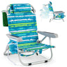 Backpack Beach Chair, Foldable 5-Position Lay Flat Lounge Chair w/Cup Holder, Storage Pockets - PatiojoyAU