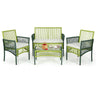 Outdoor Rattan Chair Set, 4 Piece Patio Round Wicker Conversation Set W/Soft Cushions - PatiojoyAU