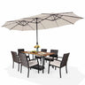 480cm Twin Patio Umbrella with 48 LED Lights, Double-Sided Outdoor Umbrella W/ Auto-Charging Solar Panel - PatiojoyAU