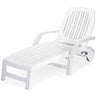 Outdoor Chaise Lounge Chair, 5-Position Adjustable Recliner with Storage Box and Flexible Wheels - PatiojoyAU