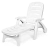 Folding Lounger Chaise Chair on Wheels Outdoor Patio Deck Chair Adjustable Rolling Lounger 5 Position Recliner w/Armrests - PatiojoyAU