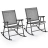Folding Rocking Chair Set of 2, Patio Rockers w/Breathable Seat Fabric & Sturdy Metal Frame - PatiojoyAU