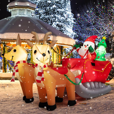 2.2M Long Christmas Inflatable Santa and Reindeer