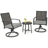3 Piece Patio Swivel Chair Set, Wicker Swivel Chairs w/Coffee Table, Soft Seat Cushions - PatiojoyAU