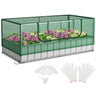 Galvanized Raised Garden Bed w/Mini Greenhouse Cover, Raised Metal Flower Bed w/Large Roll-up Window - PatiojoyAU
