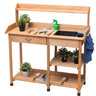 Garden Potting Bench Table, Wooden Potting Work Table w/Open Shelves, Hooks, Removable Sink & Drawer - PatiojoyAU