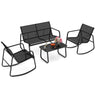 4 Piece Patio Rocking Set, 2 Rocking Chairs & Loveseat with Glass-Top Table - PatiojoyAU
