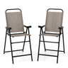 2-Piece Patio Bar Chair Set, Folding Bar Stool Set of 2, High Top Patio Bar Chair with Metal Frame & Footrest - PatiojoyAU