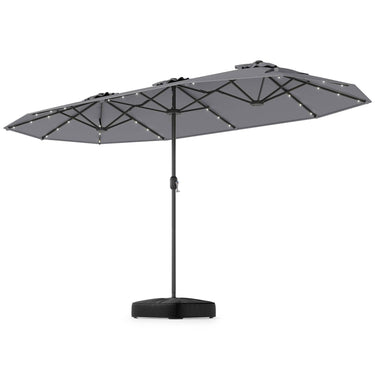 4 m Double-Sided Patio Umbrella with Base & Solar Lights