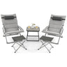 5 Piece Patio Sling Chair Set, Folding Beach Chair w/ 2 Ottoman & Coffee Table - PatiojoyAU