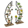 2PCS 6-Tier Tall Metal Plant Stand Rack, Curved Half Moon Shape Ladder Planter Shelf W/ Top Hook - PatiojoyAU