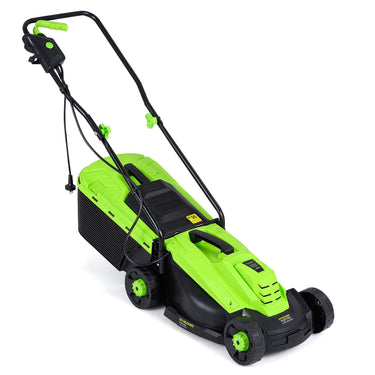 32cm 12-Amp Corded Electric Lawn Mower w/ 5-Position Height AdjustmenPowerful Push Mower