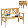 Foldable Garden Acacia Wood Bench, Solid Wood Patio Bench w/Galvernized Hardware - PatiojoyAU