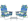 3-Piece Beach Chair Set, 5-Position Reclining Chairs, Outdoor Camping Chairs w/Folding Side Table - PatiojoyAU