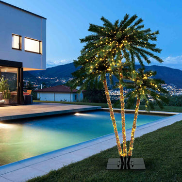 Artificial Lighted Palm Tree with Metal Base 157 Branch Tips
